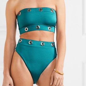 Oye Swimwear Arya Grommet Bandeau Bikini in Teal
